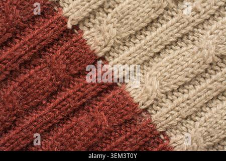 highly detailed needlework wool fabric, close up wool texture background Stock Photo