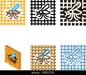 mosquito on grid icon forms vector outline Stock Vector