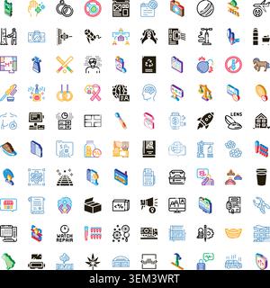 Diverse business and technology icons creating a large collection Stock Vector