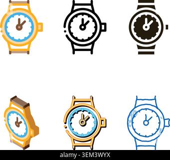 swiss watches icon vector designs outline Stock Vector