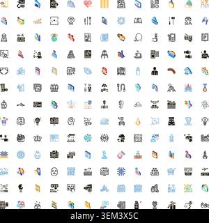Diverse set of isometric icons representing various concepts Stock Vector