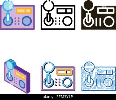 multipack research broken radio icon vector outline Stock Vector