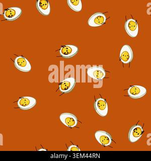seamless pattern funny egg character cartoon vector Stock Vector