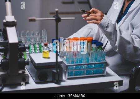 Researchers working in the clinical laboratory Stock Photo