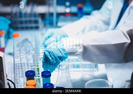 Researchers working in the clinical laboratory Stock Photo