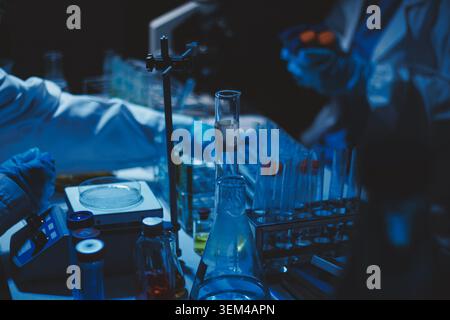 Researchers working in the clinical laboratory Stock Photo