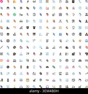 Diverse collection of stylized icons for business and technology Stock Vector