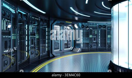 Supercomputer or quantum computer indoors Stock Photo