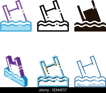 bag junk flotsam in ocean vector edition thin line icon Stock Vector
