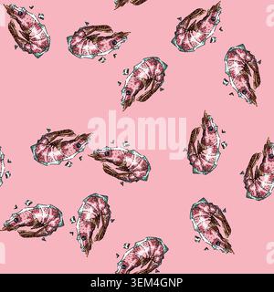 pattern shrimp frozen sketch hand drawn Stock Vector