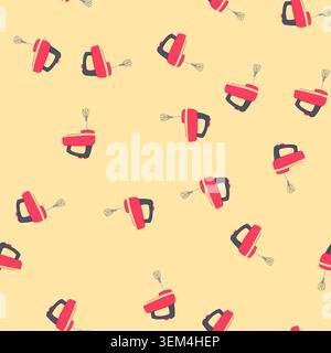 seamless pattern food hand mixer cartoon vector Stock Vector