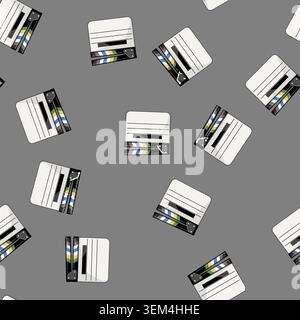 seamless pattern production clapperboard cartoon vector Stock Vector