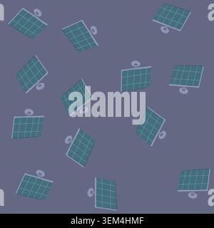 seamless pattern energy solar panel cartoon vector Stock Vector