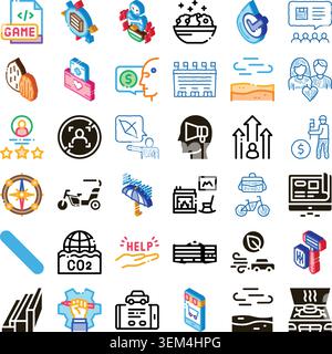 Diverse set of business and technology icons Stock Vector