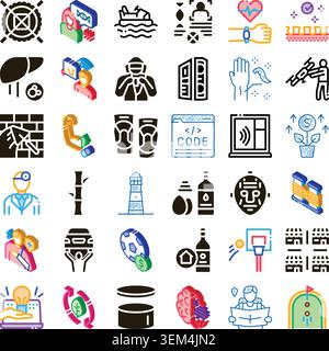 Collection of diverse icons representing various concepts Stock Vector