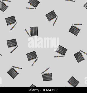 seamless pattern cinema clapperboard cartoon vector Stock Vector