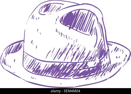 Hand Drawn Fedora Hat Sketch Illustration Stock Vector