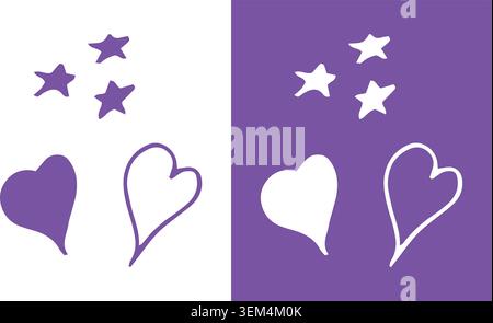 Hand-drawn stars and hearts elements collection Stock Vector