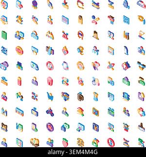 Large collection of isometric symbols covering many concepts Stock Vector