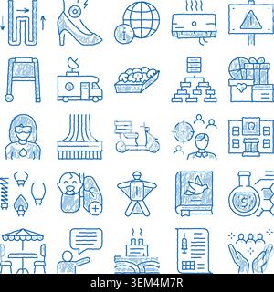 Hand drawn doodle sketch icons set Stock Vector