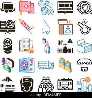 Various everyday and emergency situation line icons Stock Vector