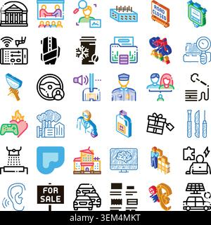 Collection of diverse icon glyphs representing various concepts Stock Vector