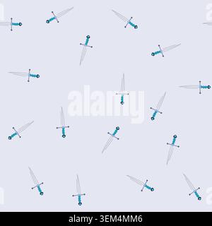 seamless pattern shield viking sword cartoon vector Stock Vector