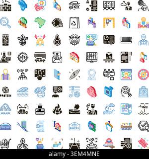Diverse icon collection illustrating various business and technology concepts Stock Vector