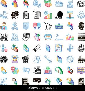 Set of diverse vector icons depicting various concepts Stock Vector