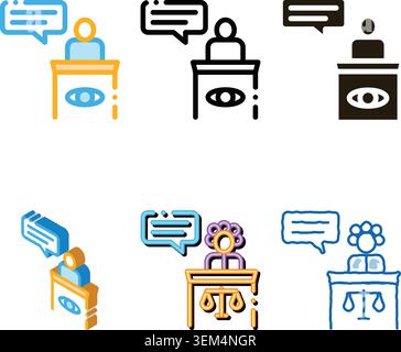 male witness law multipack and judgement icon vector Stock Vector