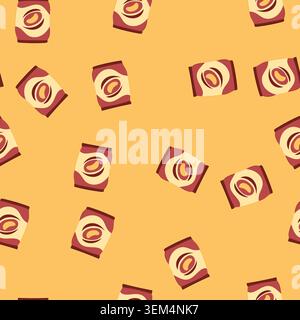 seamless pattern plastic snack pack cartoon vector Stock Vector