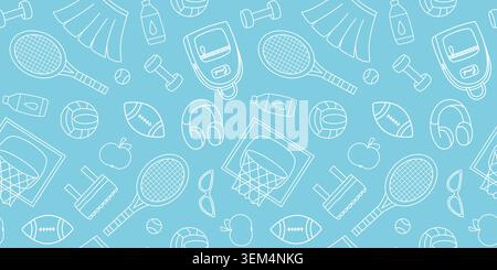 Universal seamless pattern for sports, fitness and healthy living Stock Vector