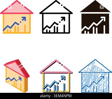 building house and arrow vector modern thin line icon Stock Vector