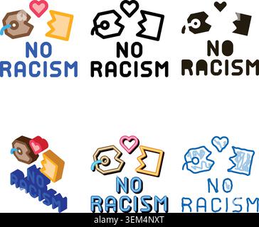 no variants racism torn label icon vector outline Stock Vector