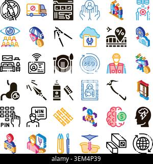 Various icons representing diverse industries and concepts Stock Vector