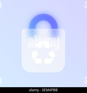Recycling bag glassmorphism icon. Stock Vector