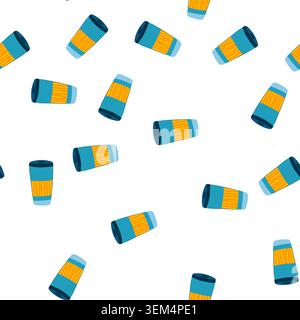 pattern coffee thermos cup cartoon vector Stock Vector