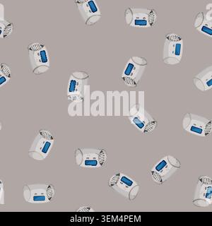 seamless pattern system smoke detector cartoon vector Stock Vector