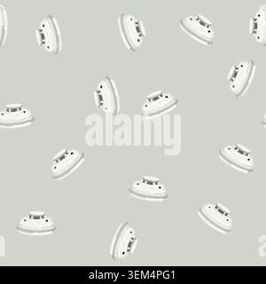 seamless pattern fire smoke detector cartoon vector Stock Vector