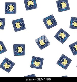 pattern dials retro control panel cartoon vector Stock Vector