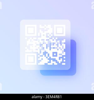 QR code glassmorphism icon. Stock Vector