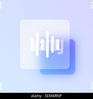 Voice waveform glassmorphism icon. Stock Vector