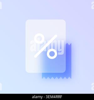 Discount coupon glassmorphism icon. Stock Vector