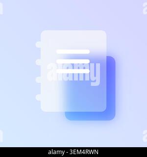 Notes notebook glassmorphism icon. Stock Vector