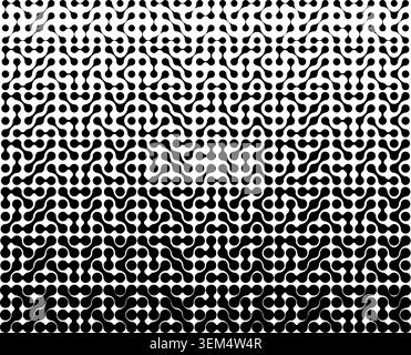 Connected organic shapes pattern with faded vanishing effect. Metaballs background. Linked liquid drops, neurons or biological cells. Modern abstract print. Vector graphic illustration. Stock Vector