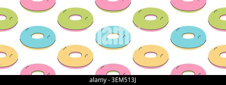 Seamless pattern of colorful inflatable ring floats on white background. For summer backgrounds, wallpapers, textile prints, and pool party decoration Stock Vector