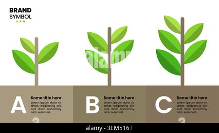 Infographic template with 3 options or steps. Plant growth. Can be used for workflow layout, diagram, banner, webdesign. Vector illustration Stock Vector