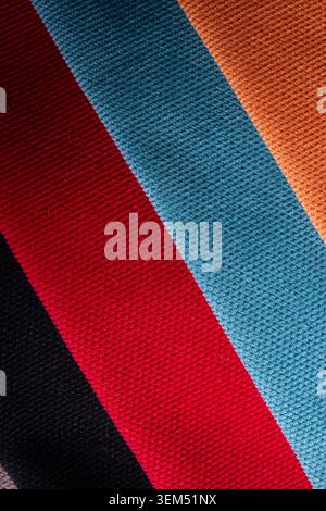 Bright collection of colorful velour textile samples. Fabric texture. Stock Photo