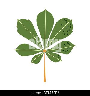 Green chestnut leaf vector autumn illustration with textured details Stock Vector
