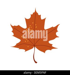 Orange maple leaf vector autumn illustration with warm textures Stock Vector